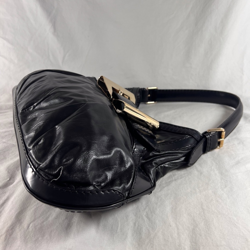 GUCCI 189885 Authentic Black Leather Queen Hobo Tote Shoulder Bag Made in Italy - Picture 5 of 17